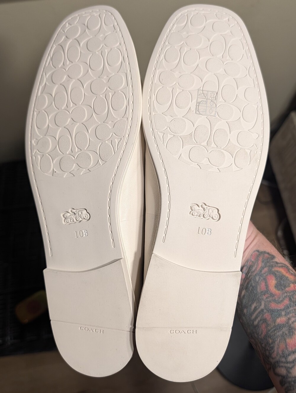 Coach Emilia Flats in Chalk Calfskin Leather sz 10 - Picture 9 of 14